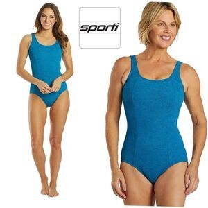 Sporti plus size textured chlorine swco031 teal size 18